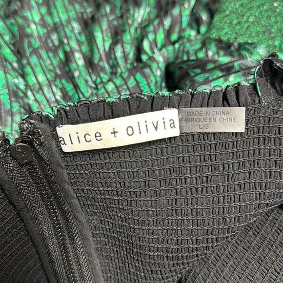 Alice + Olivia Green Rowen Tiered Bohemian Dress Size Large NEW - Picture 9 of 11